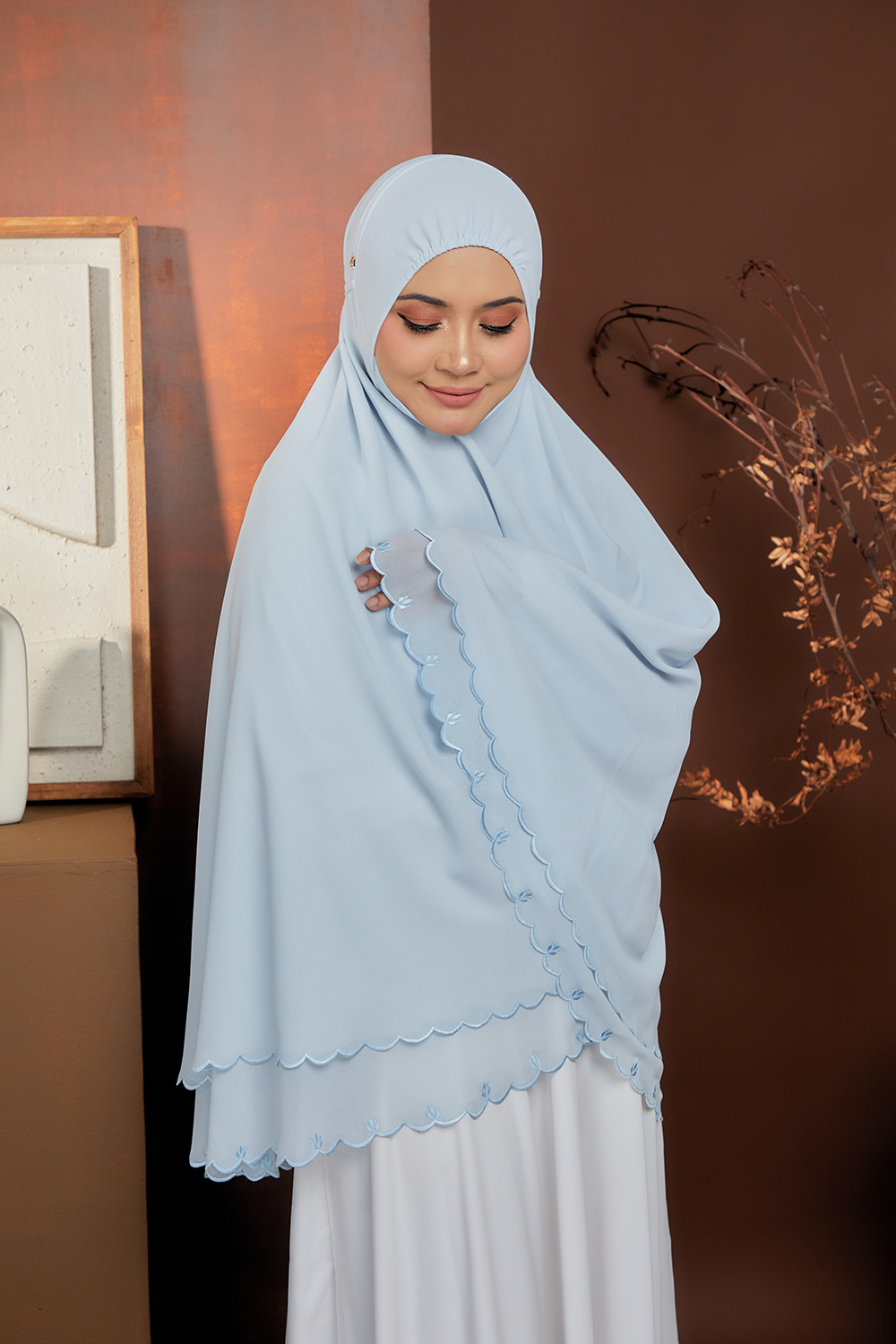 Mini Telekung Fatimah Coral White