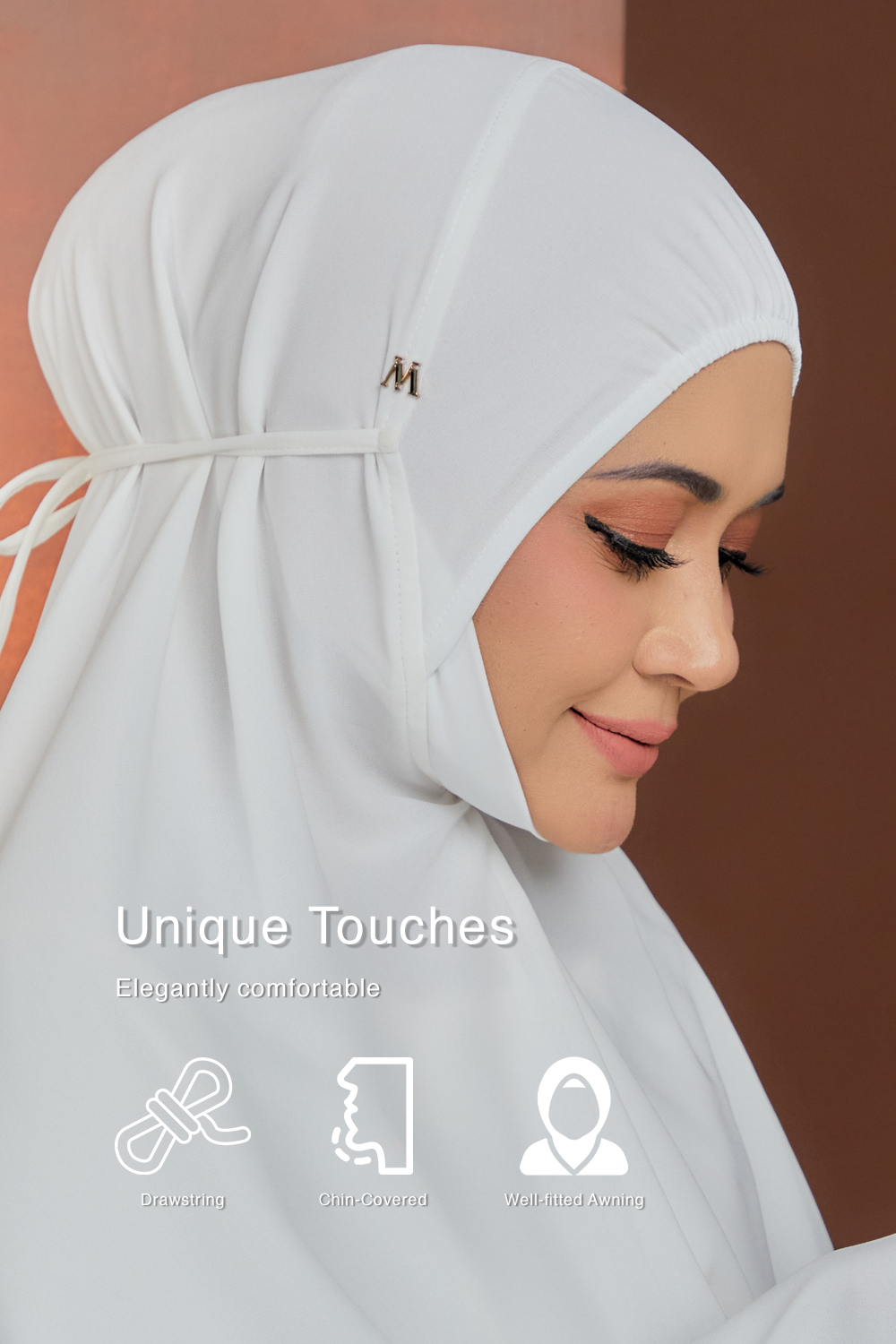 Mini Telekung Fatimah Coral White