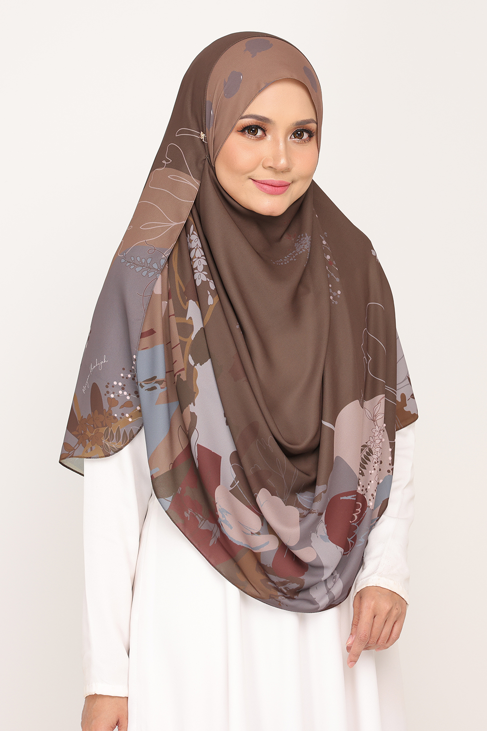 [AS-IS]-Long Shawl Printed Kiara Van Dyke Brown