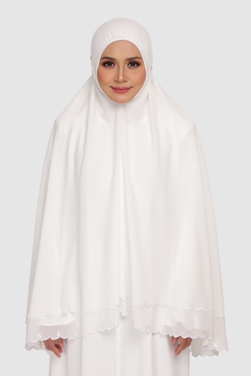 Mini Telekung Fatimah Coral White