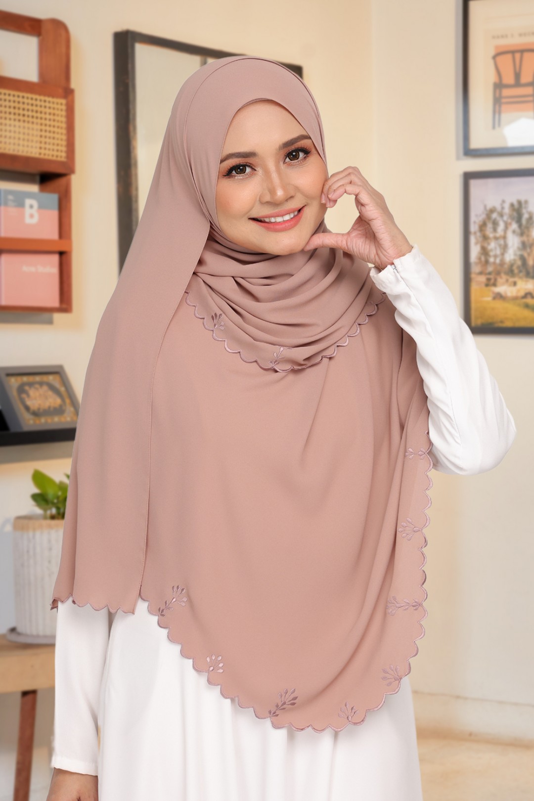 Shawl Sulam Magenta Blush