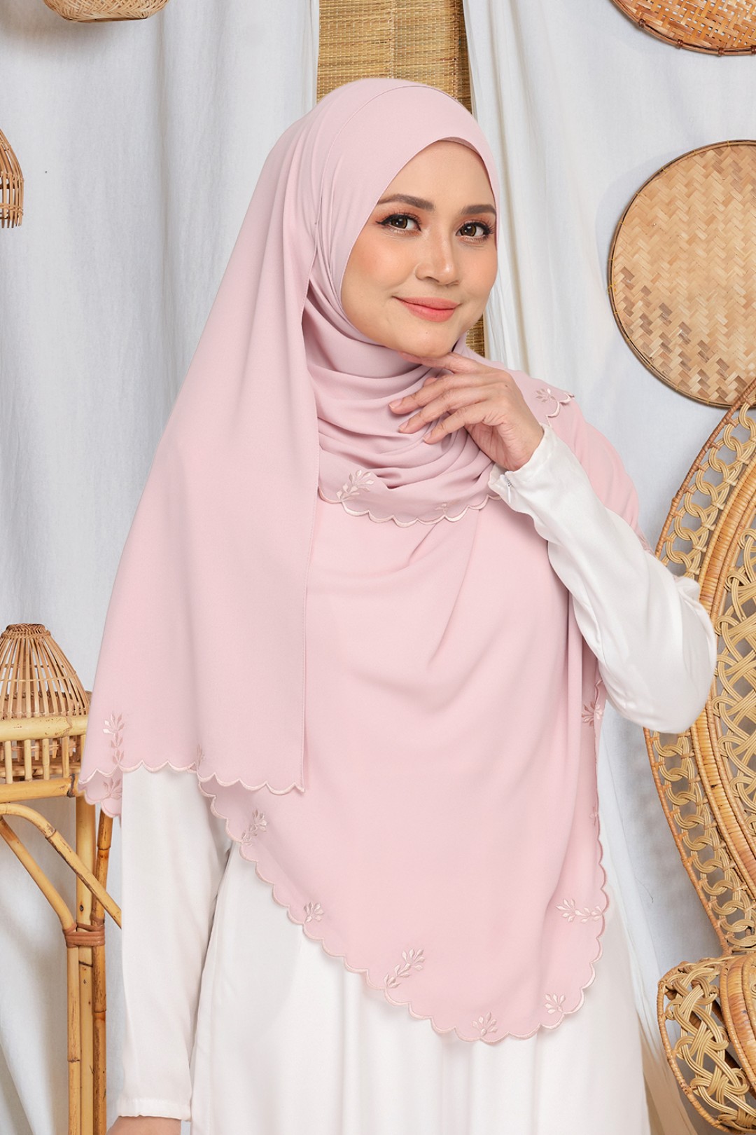 Shawl Sulam Magenta Blush