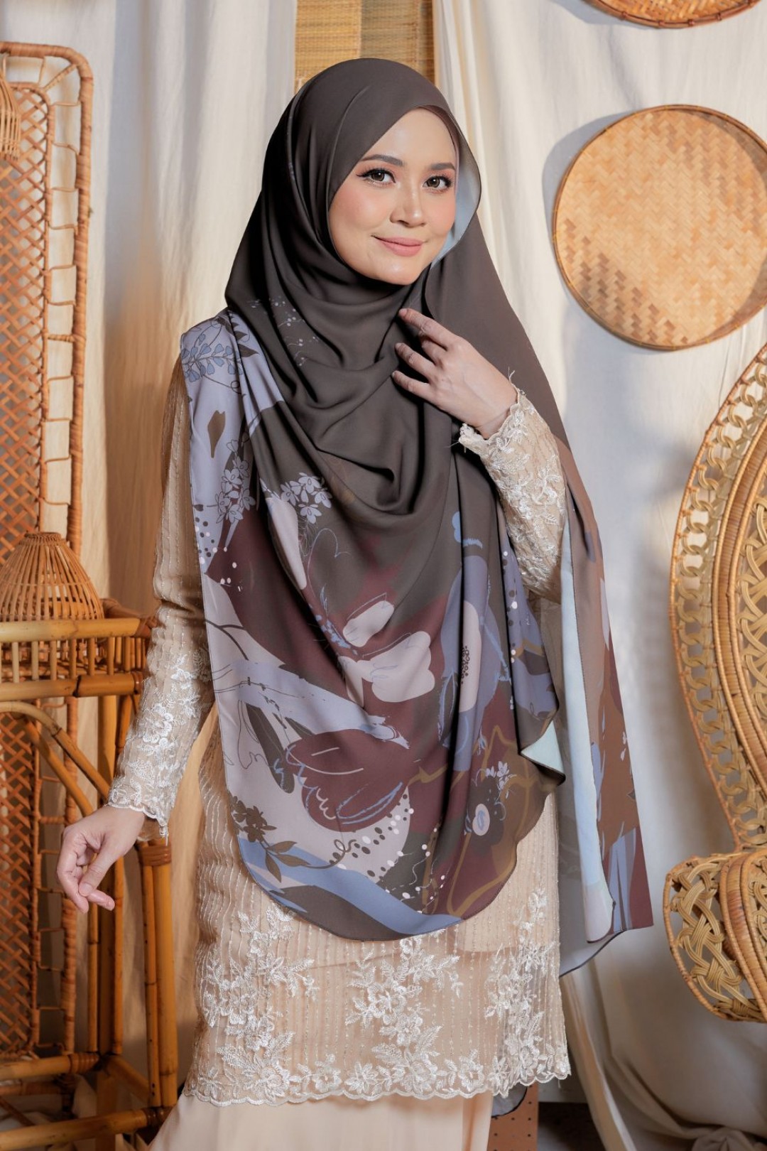 Long Shawl Printed Kiara Van Dyke Brown