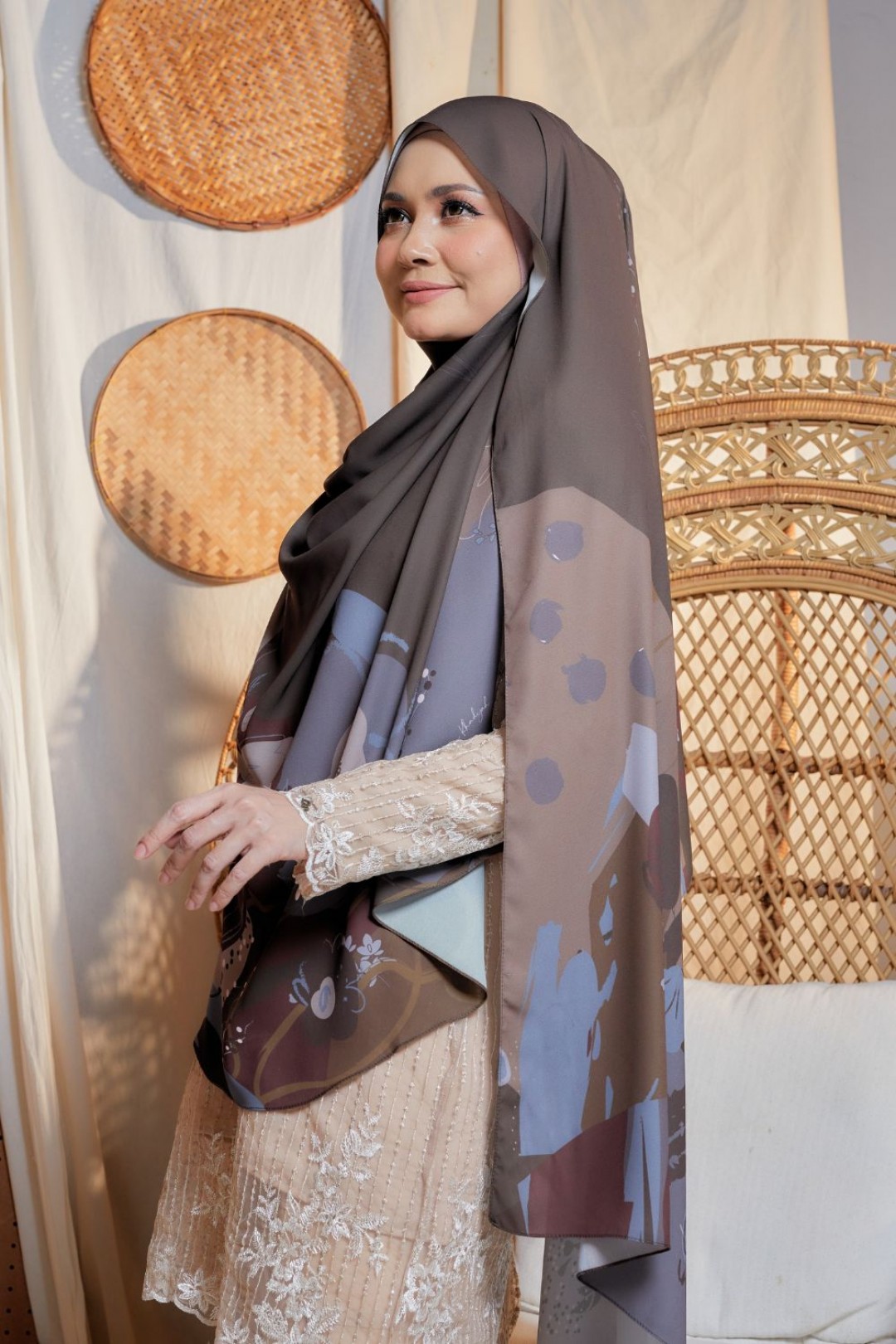 Long Shawl Printed Kiara Van Dyke Brown