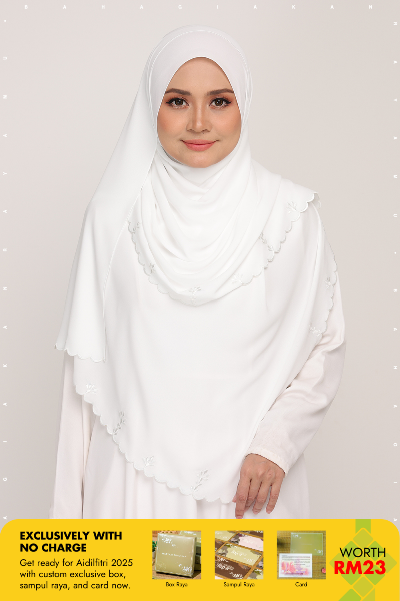 Shawl Sulam Moon White