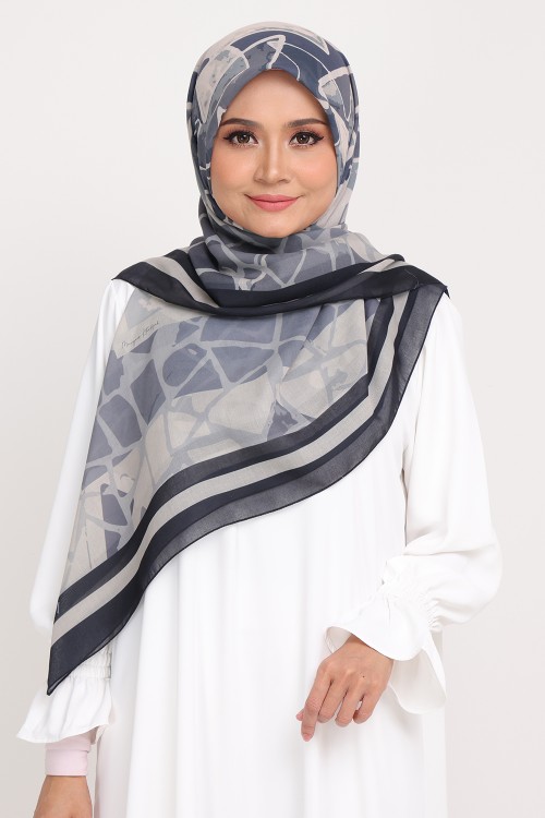 As-Is Bawal Printed Madera Medium Saphire