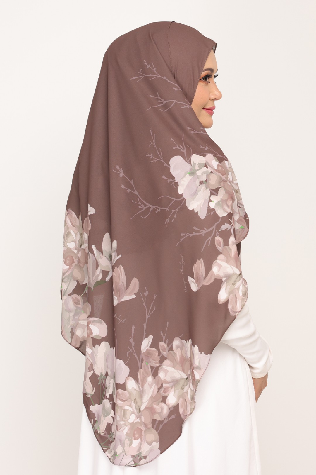 Long Shawl Printed Karya Beaver Brown