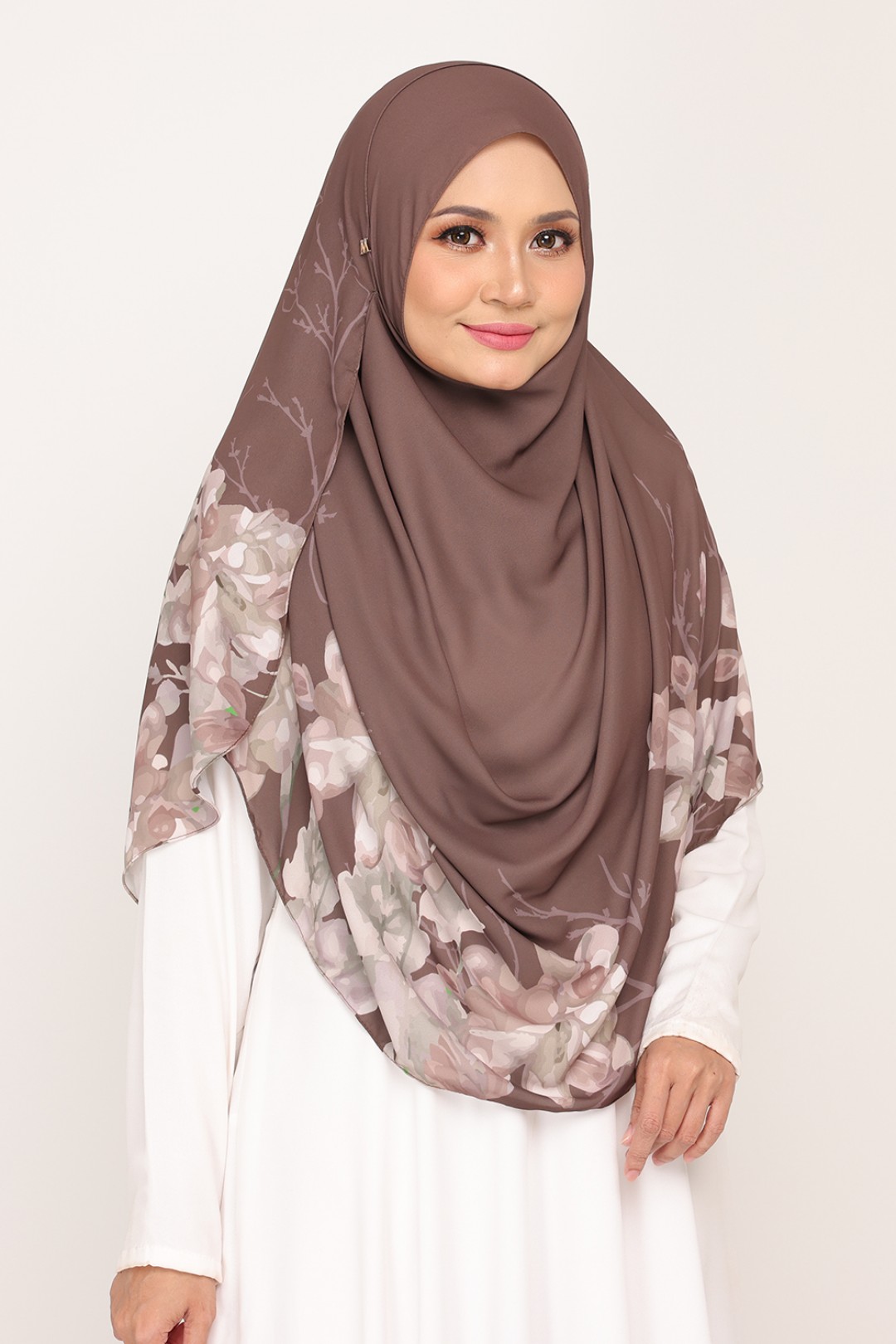 Long Shawl Printed Karya Beaver Brown