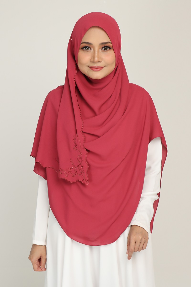 Umma Shawl Sulam Berry Red