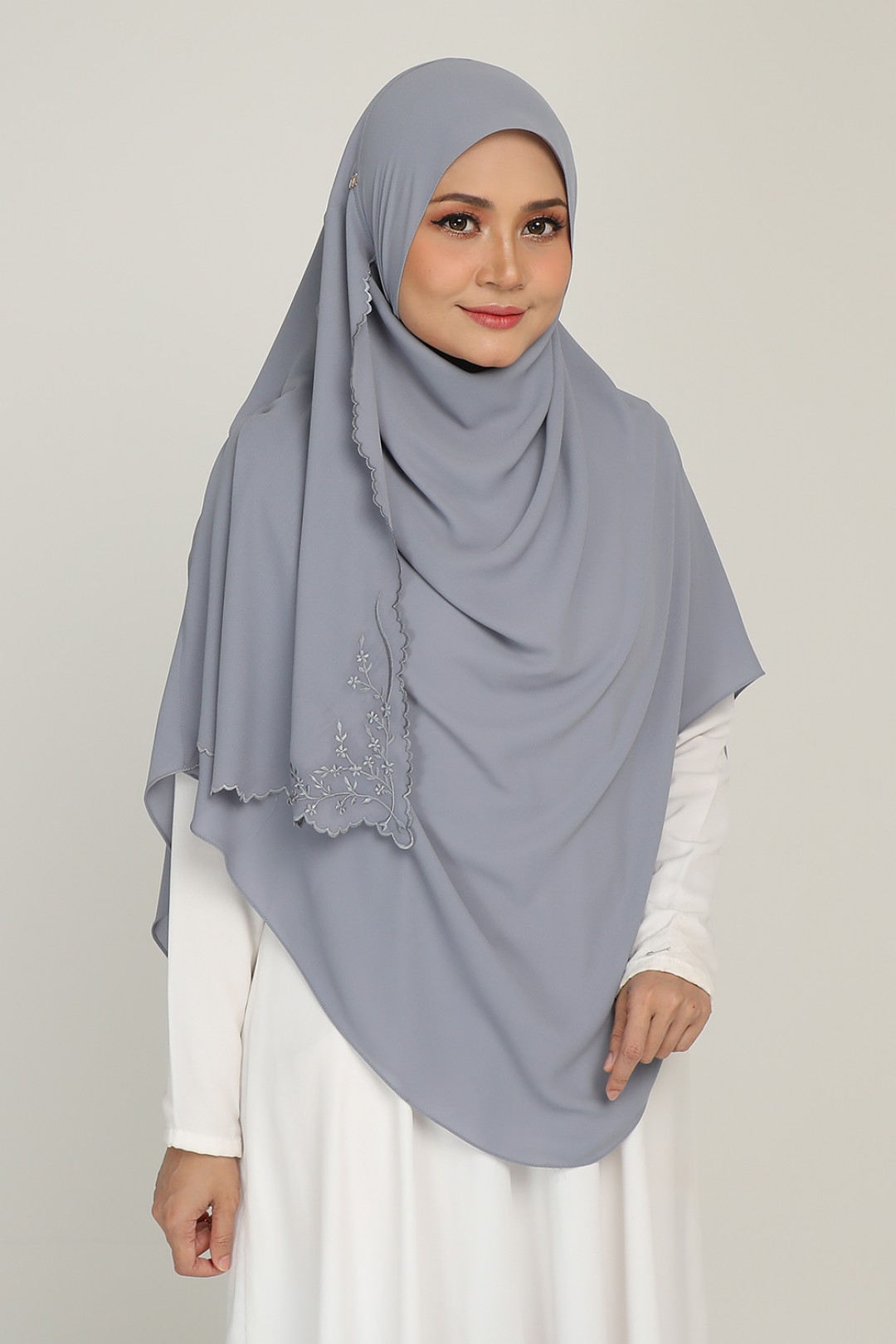 Umma Shawl Sulam Bice Grey