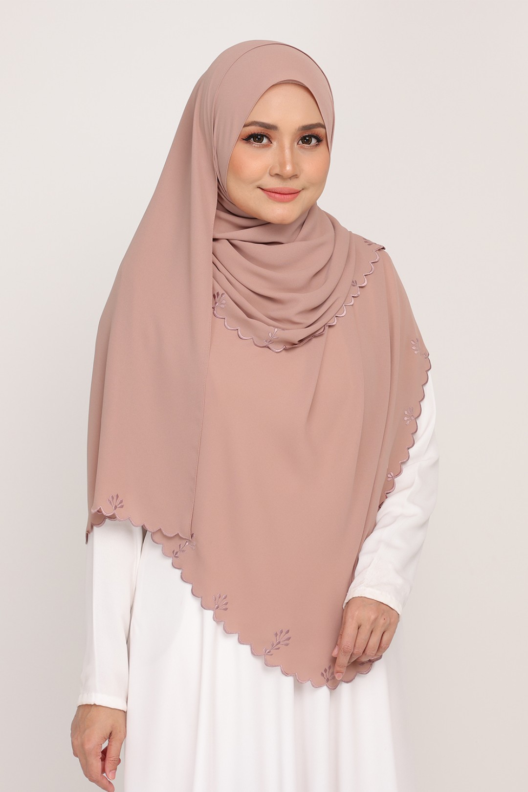 Shawl Sulam Chestnut Cream