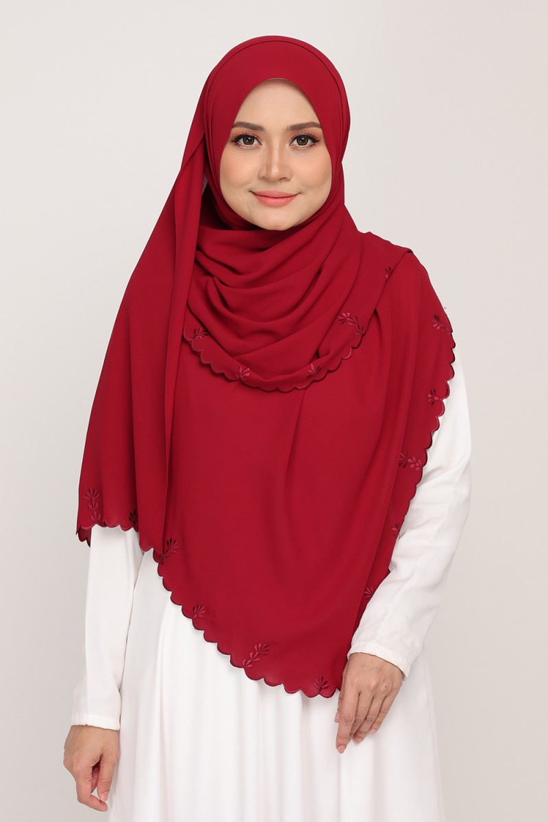 [AS-IS]-Shawl Sulam Claret Red