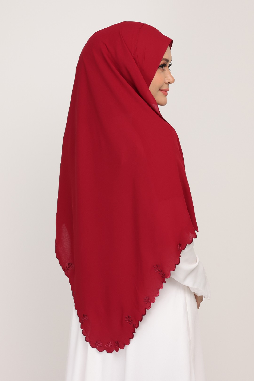 Shawl Sulam Claret Red