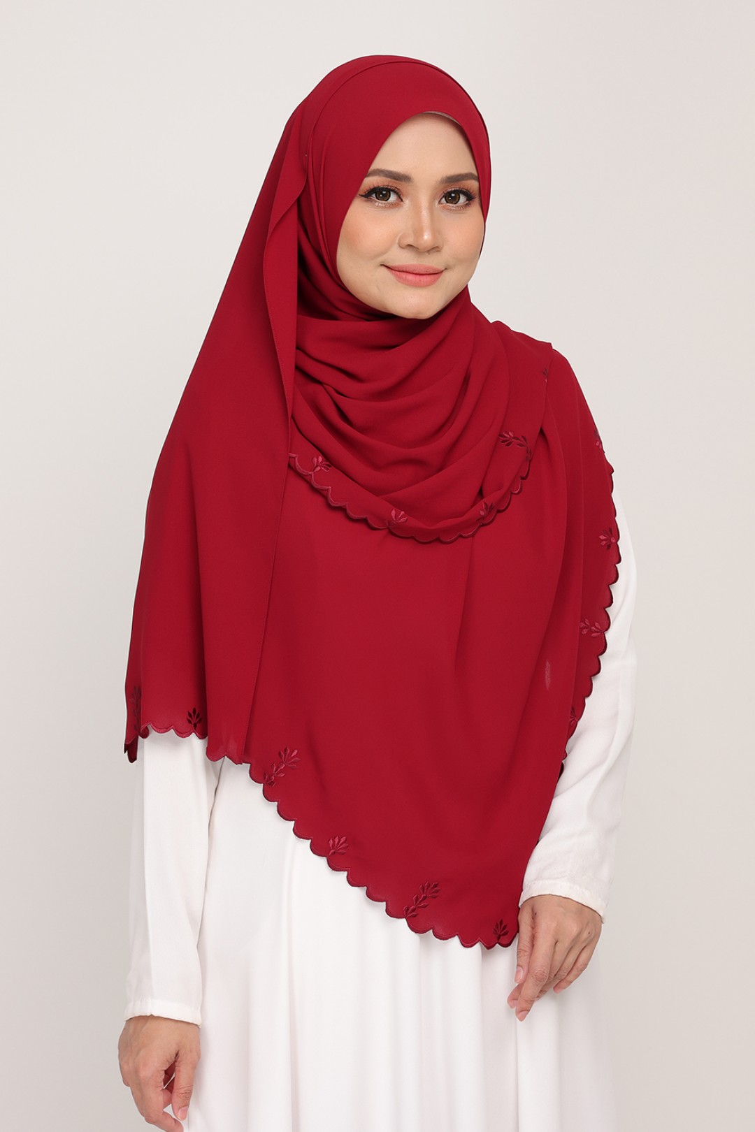 Shawl Sulam Claret Red