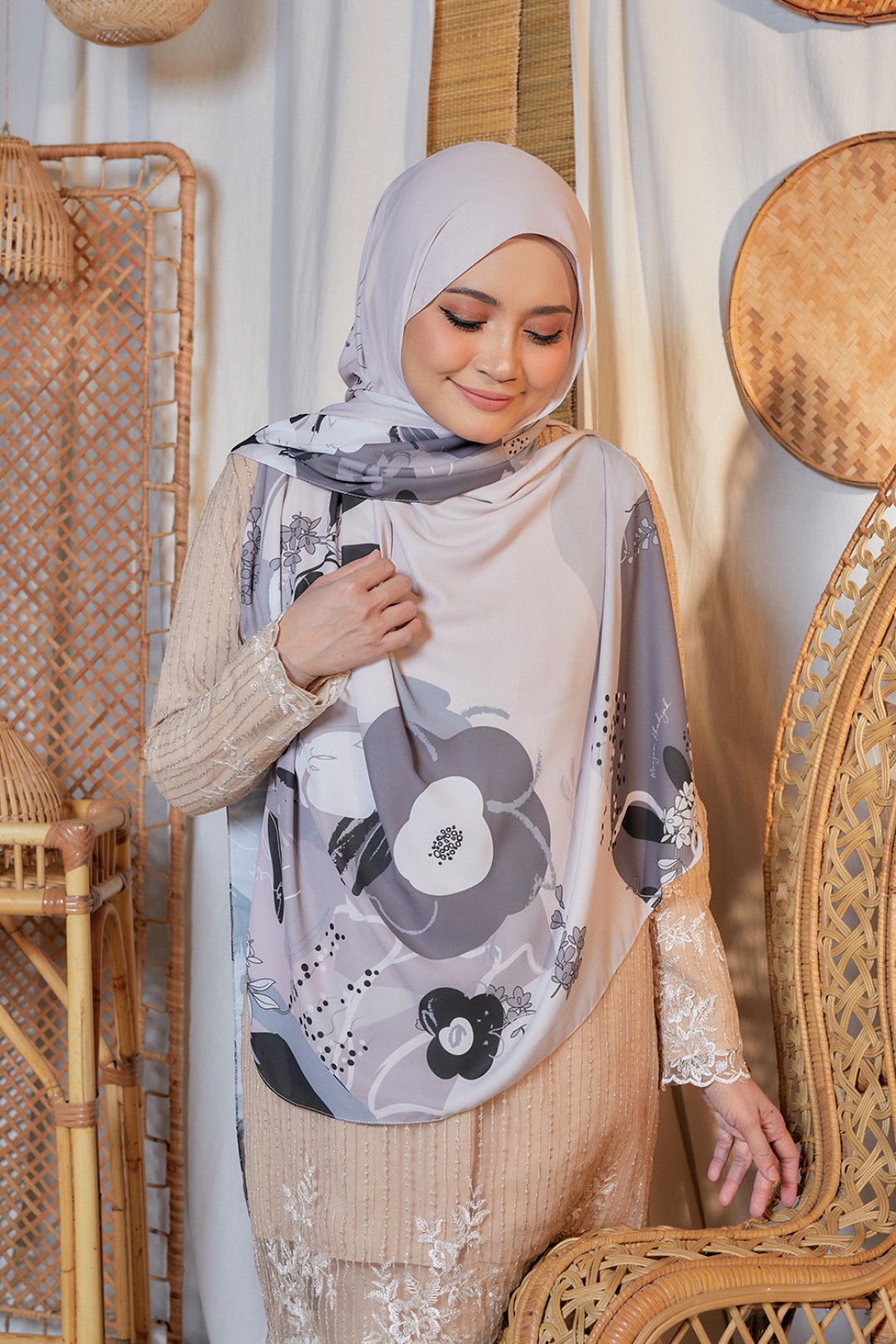 Long Shawl Printed Kiara Silver Rod