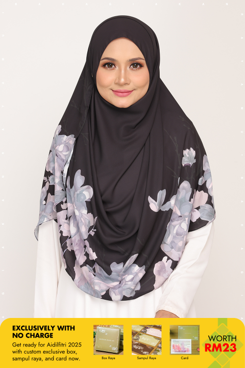Long Shawl Printed Karya Dull Black