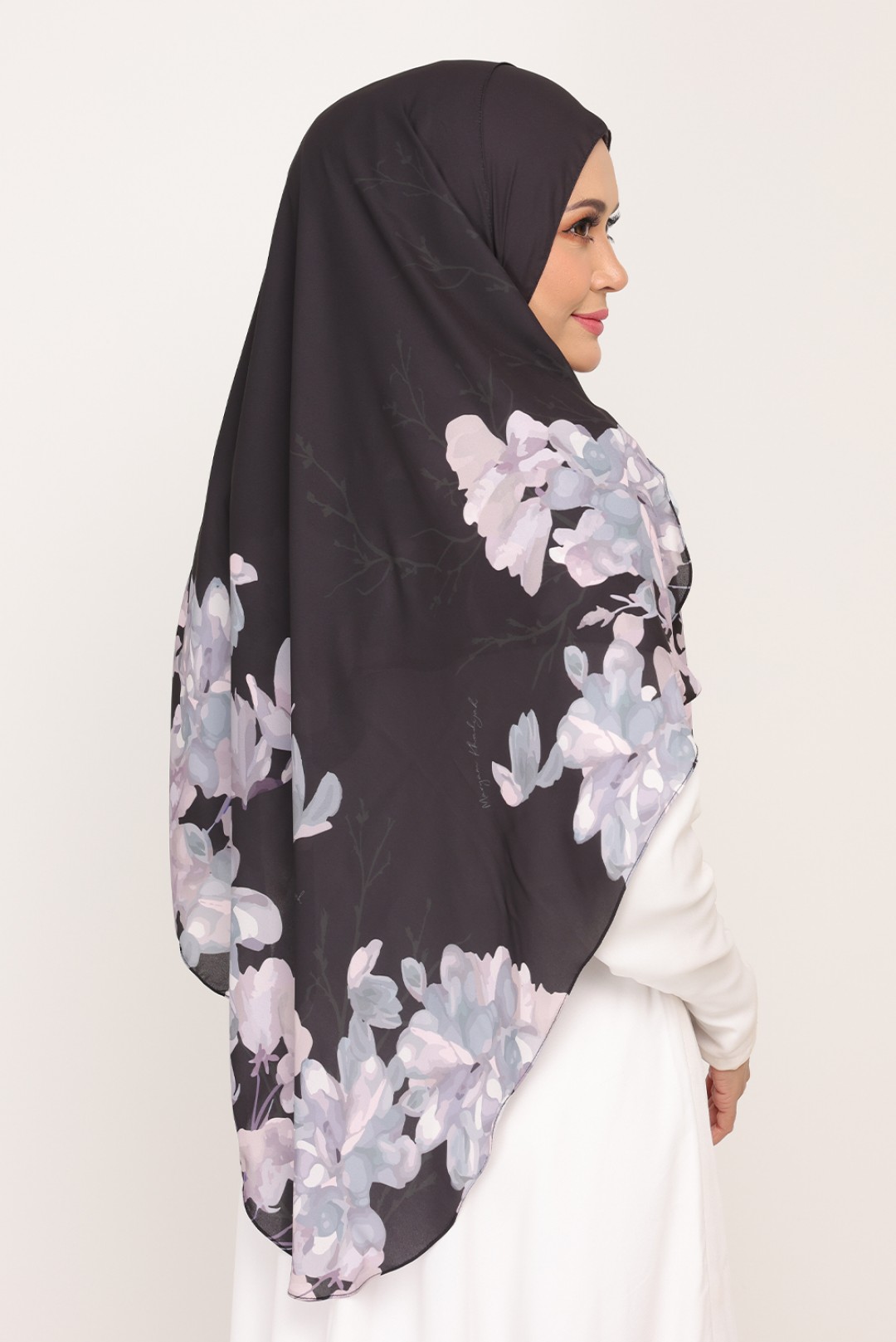 Long Shawl Printed Karya Dull Black