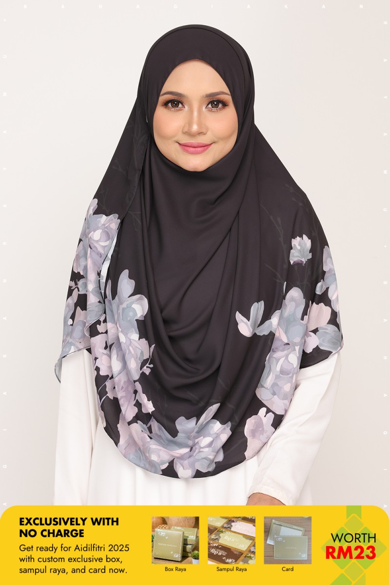 Long Shawl Printed Karya Dull Black