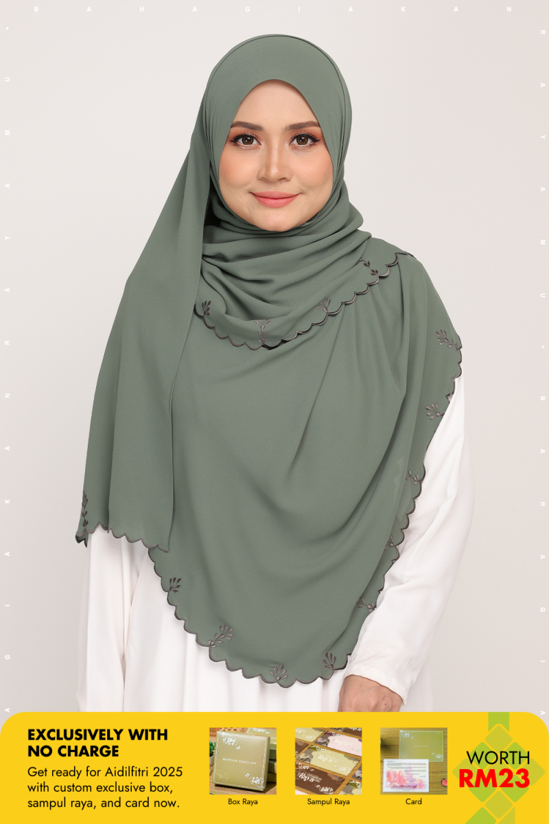 Shawl Sulam Feldgrau Green