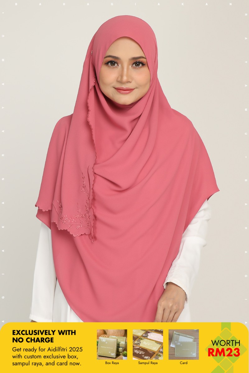 Umma Shawl Sulam Folly Coral