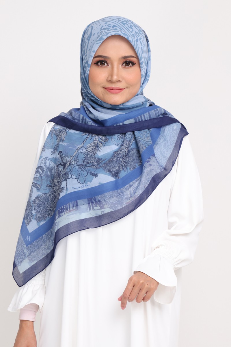 [SAMPLE]-Bawal Printed Hibiscus Blue