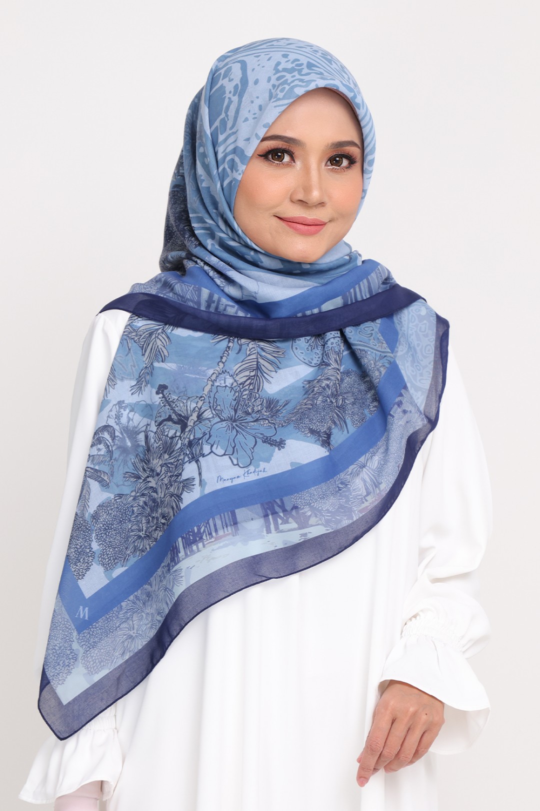 [SAMPLE]-Bawal Printed Hibiscus Blue