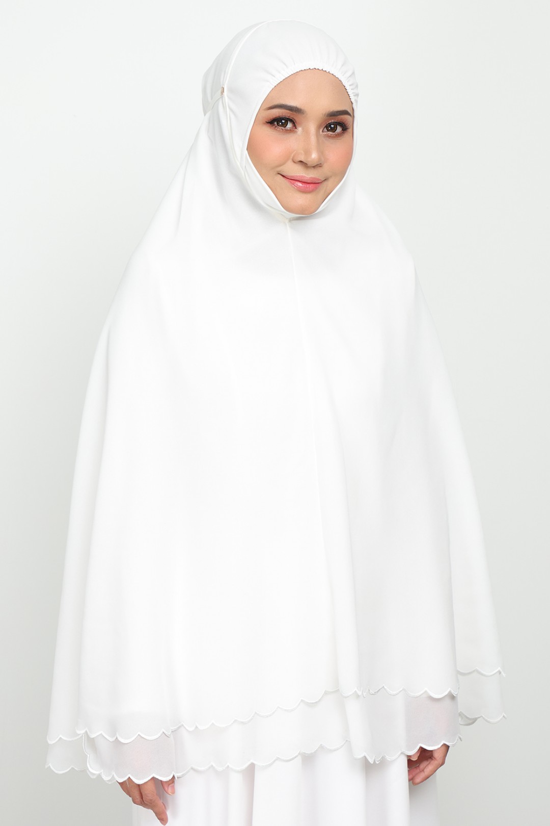 As-Is Mini Telekung Fatimah Linen White