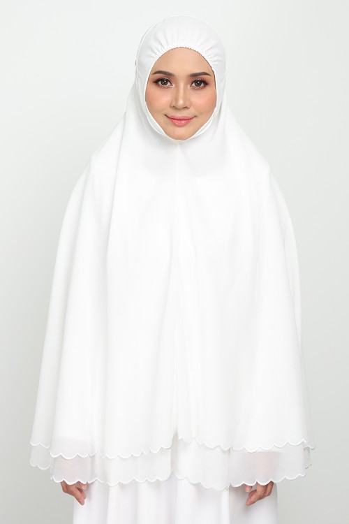 Mini Telekung Fatimah Linen White