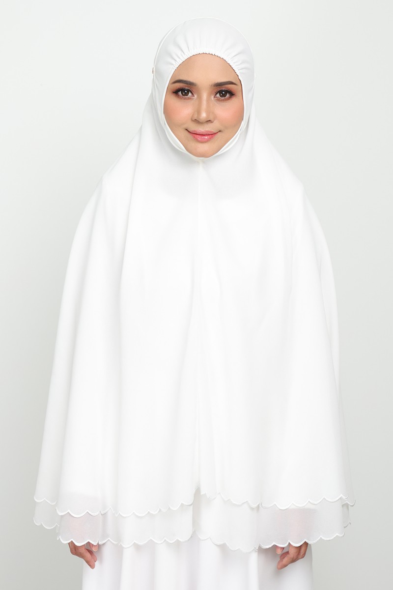 As-Is Mini Telekung Fatimah Linen White