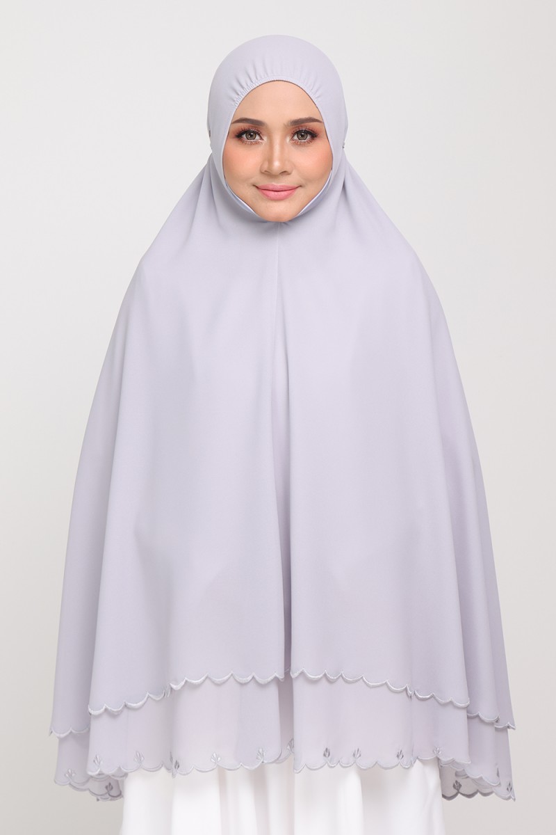 As-Is Mini Telekung Fatimah Lilac Grey