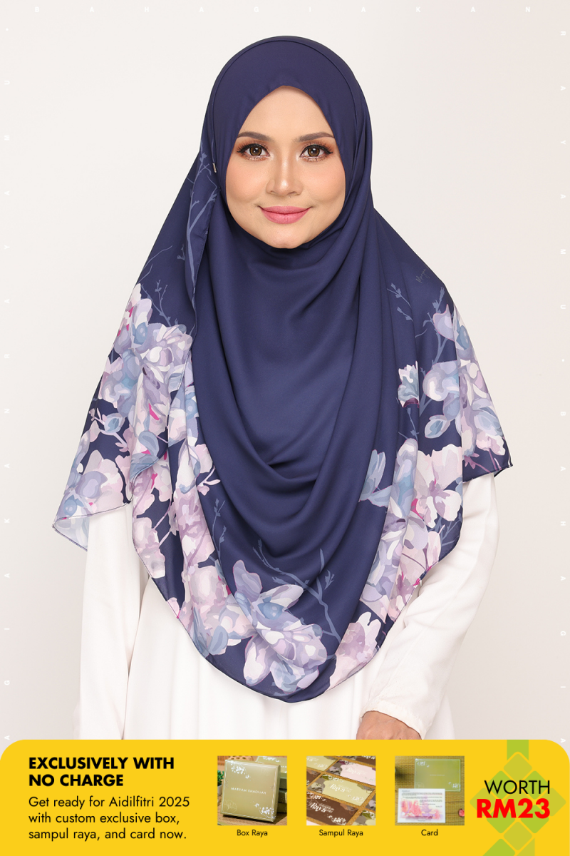 Long Shawl Printed Karya Marian Blue