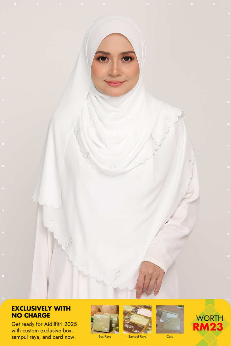 Shawl Sulam Moon White