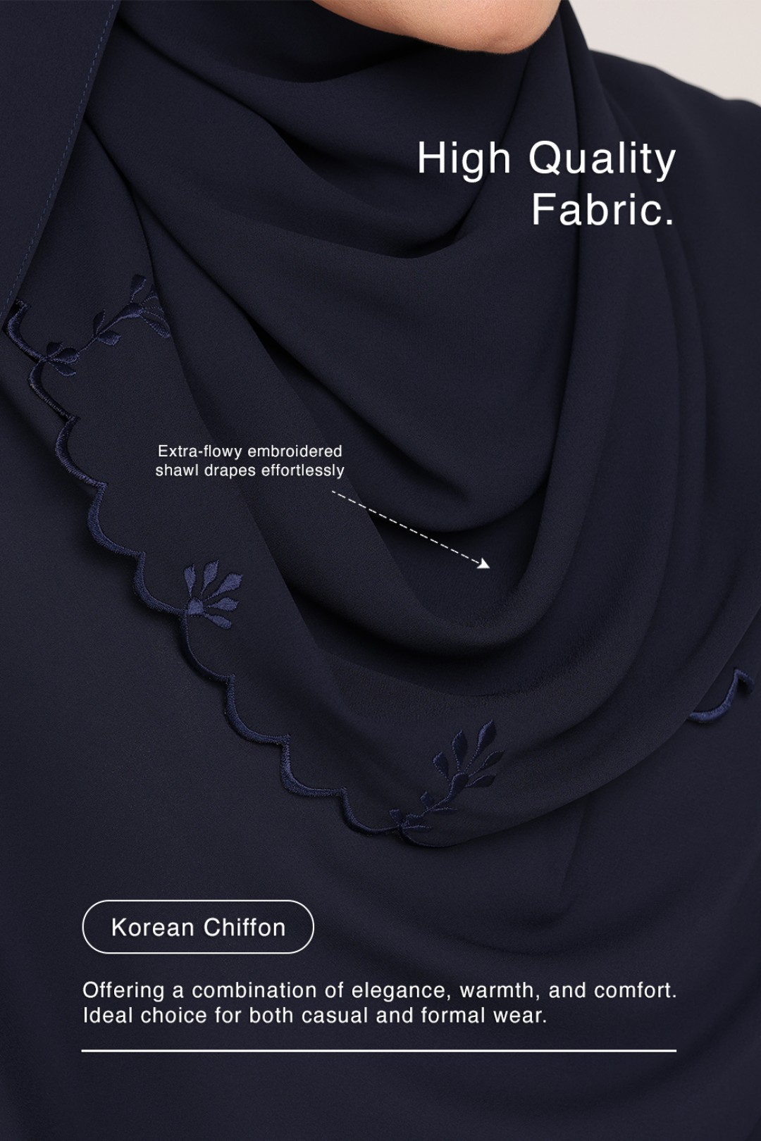 Shawl Sulam Metal Blue