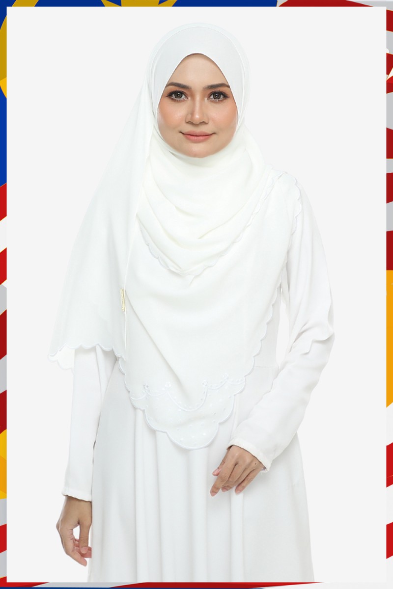 Shawl Sulam Pansy White Rose