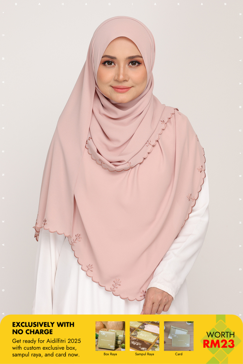 Shawl Sulam Pastel Melon