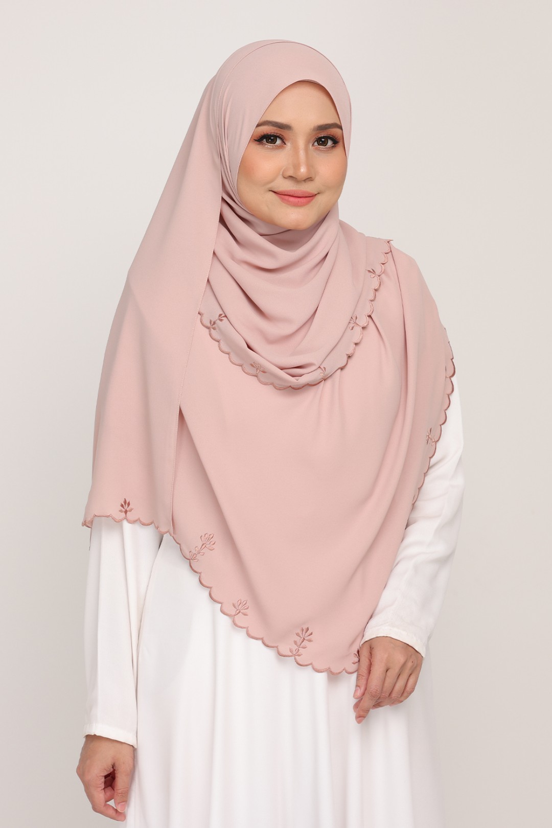 Shawl Sulam Pastel Melon