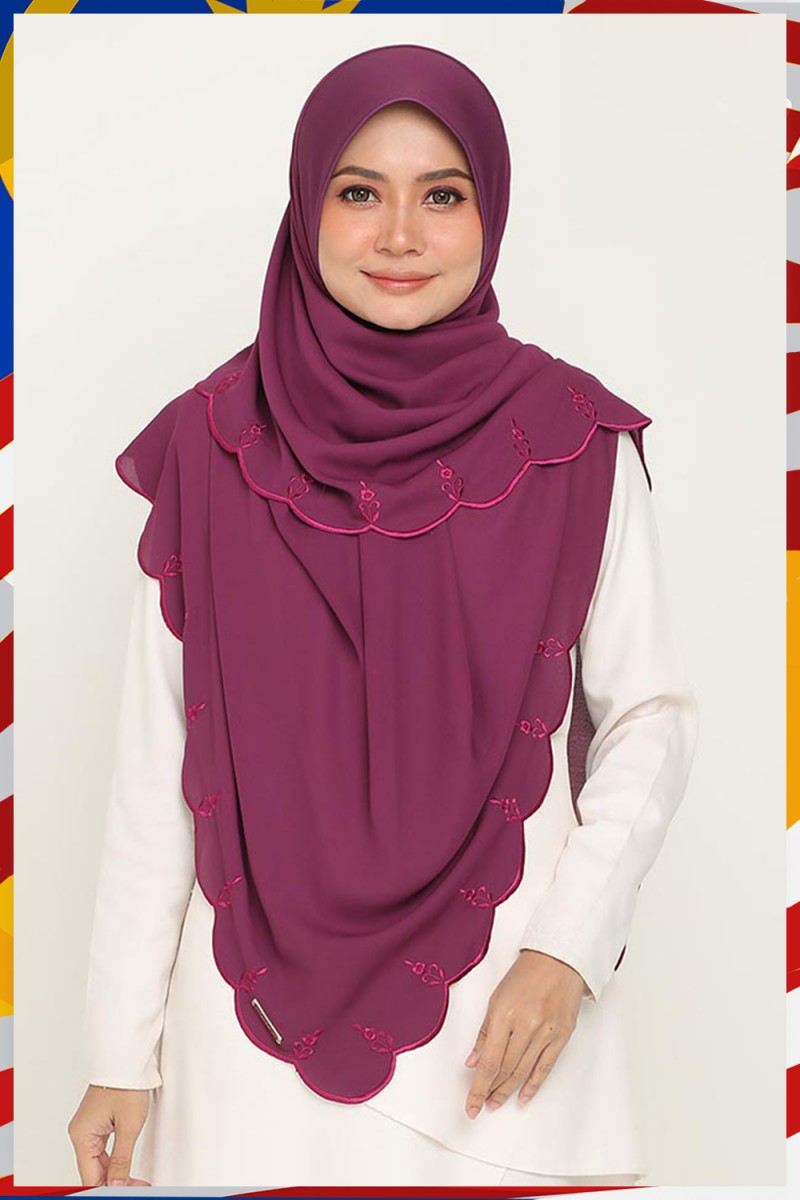 Instant Bawal Sulam Plum Purple