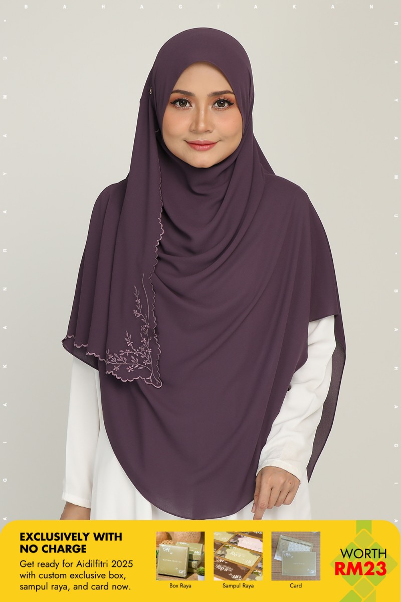 Umma Shawl Sulam Raisin Plum