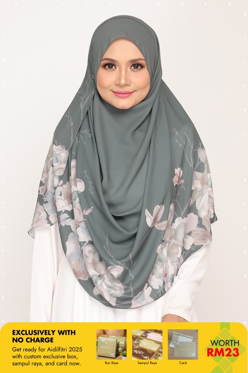 Long Shawl Printed Karya Reseda Grey