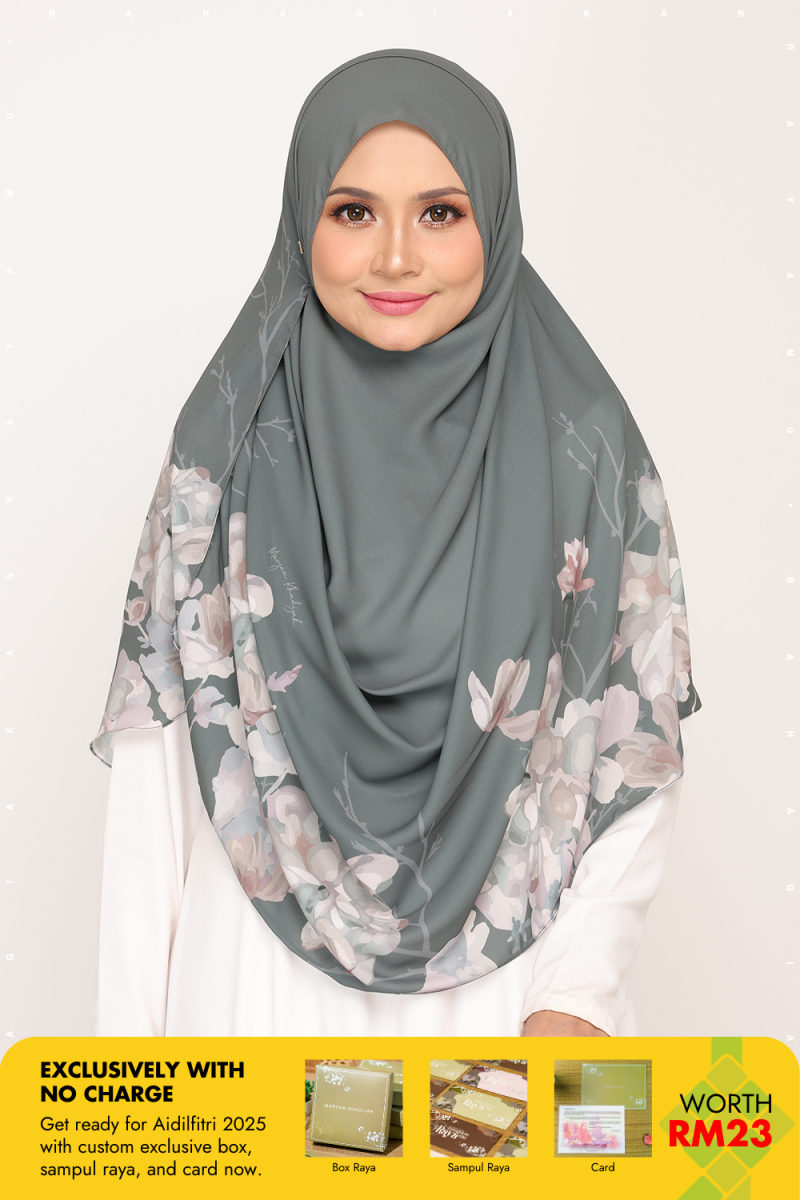 Long Shawl Printed Karya Reseda Grey