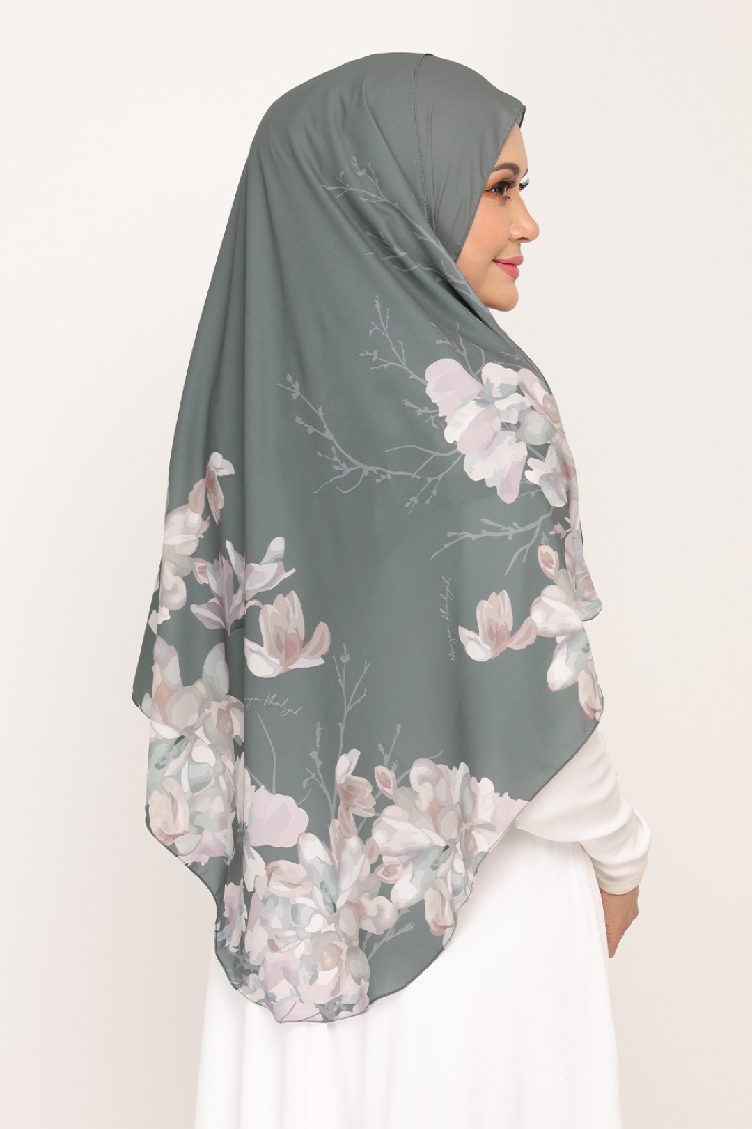 Long Shawl Printed Karya Reseda Grey