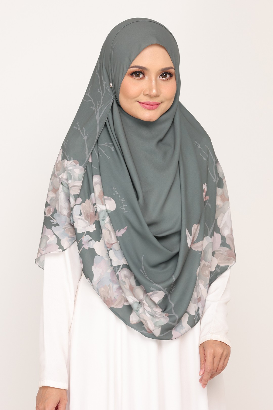 Long Shawl Printed Karya Reseda Grey