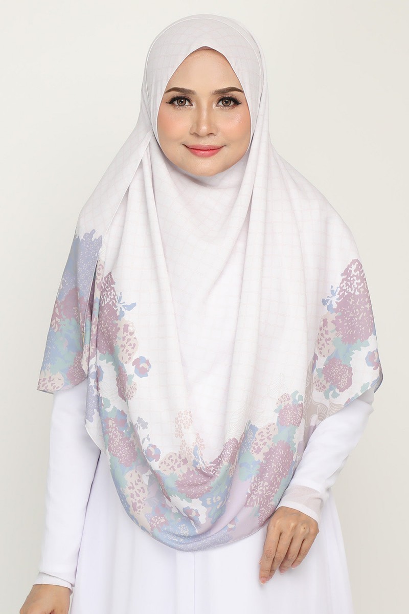 Long Shawl Printed Chandana Smoke White