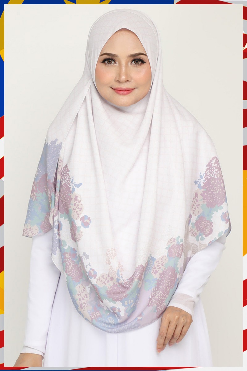 Long Shawl Printed Chandana Smoke White