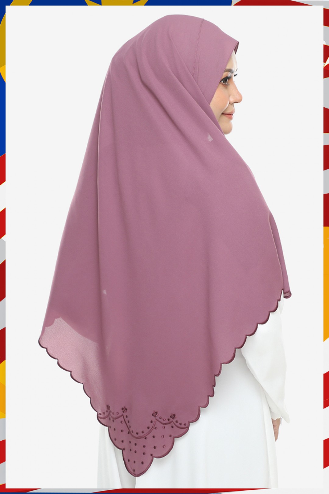 Shawl Sulam Pansy Burgundy Plum