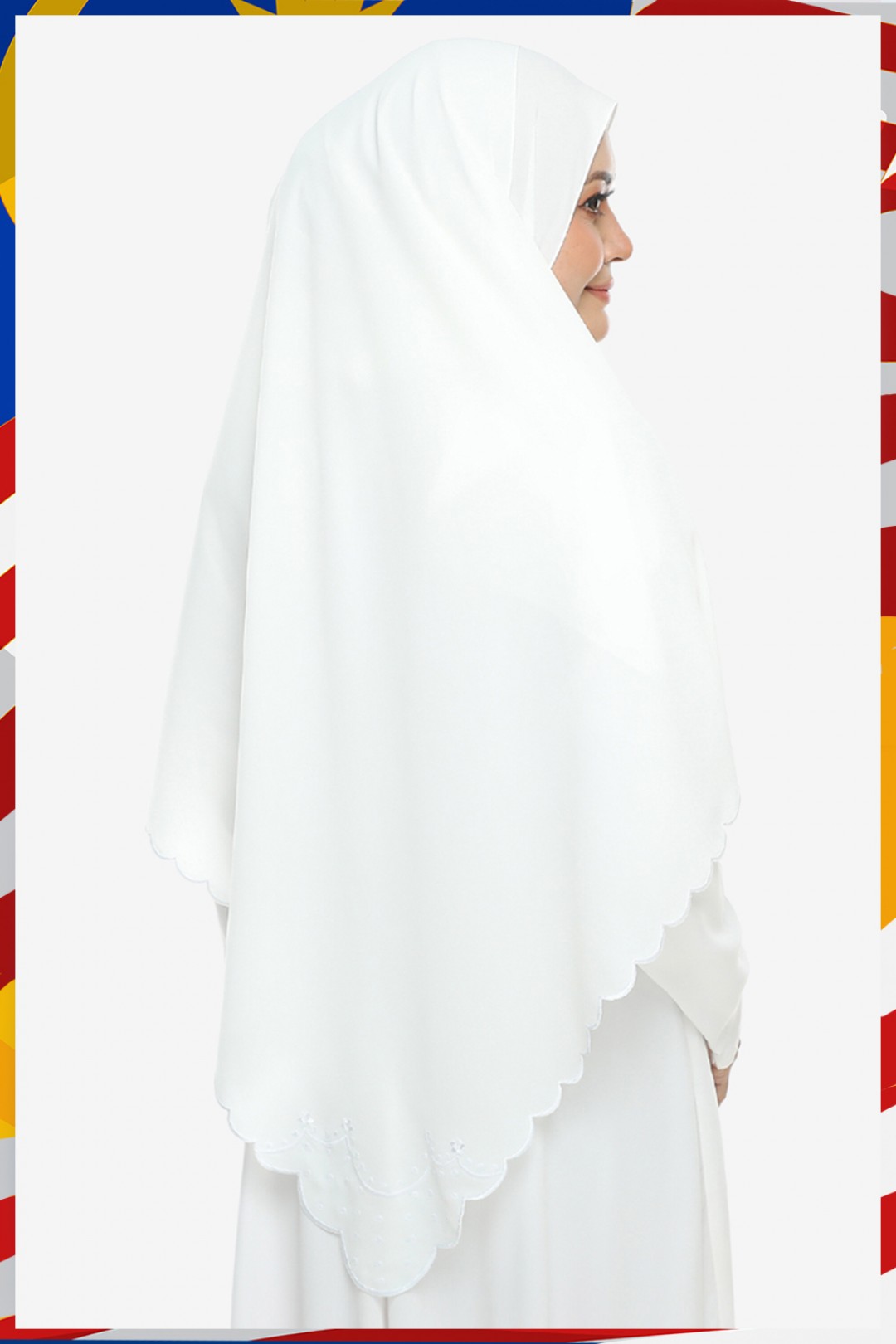 Shawl Sulam Pansy White Rose