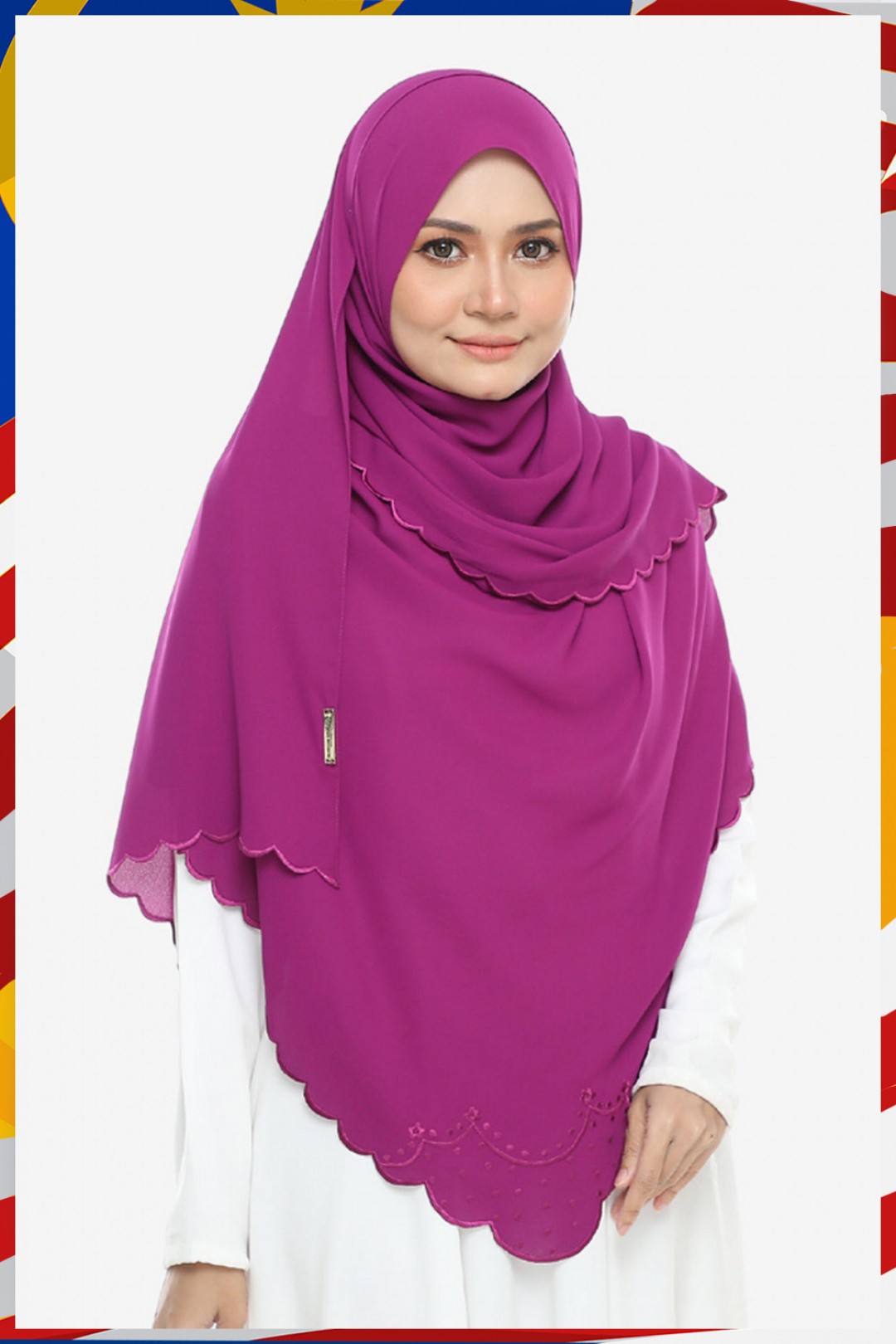 Shawl Sulam Pansy Bright Raisin