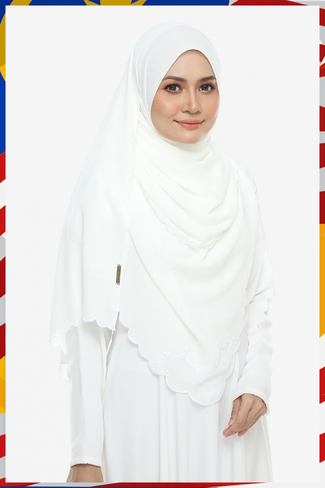 Shawl Sulam Pansy White Rose