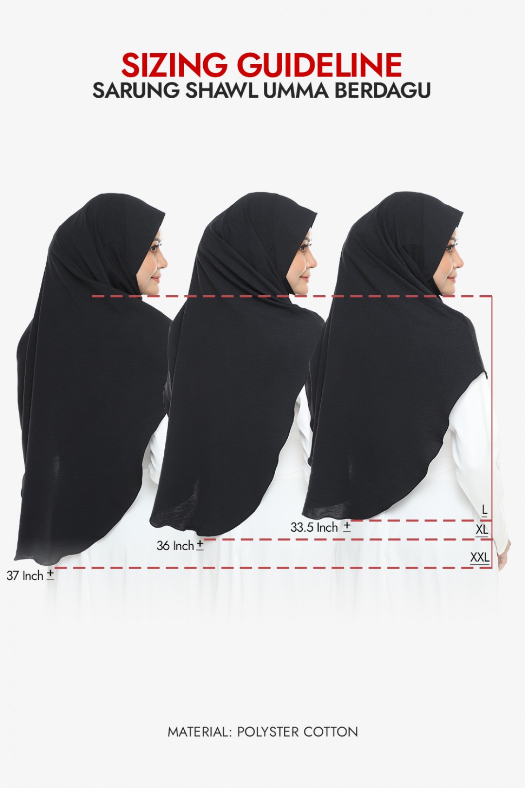 Sarung Umma Plain Berdagu Black Jack