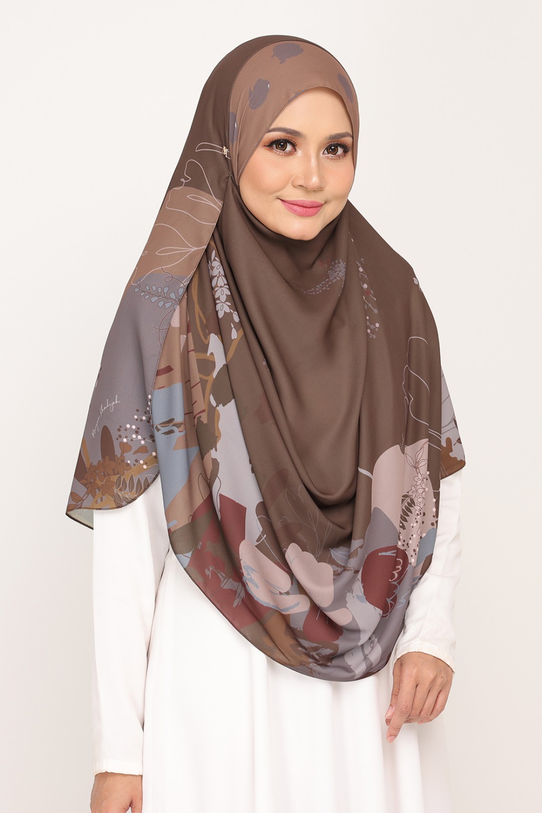 Long Shawl Printed Kiara Van Dyke Brown